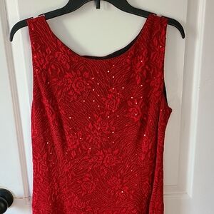Dressbarn Red Rose Midi Dress With Sequins